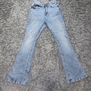 Forever Forever 21 Curved Flare Jeans Light Wash High Rise Boho 26